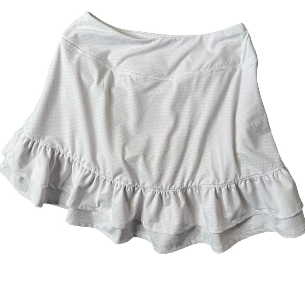 X By Gottex White Ruffle Hem Athletic Tennis Skort XS Activewear Golf Mini Skirt